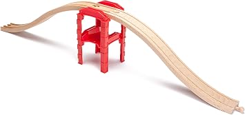 Multi Level Support Risers 6-Pack - Red Risers for Wooden Toy Train Set Creates 3 Levels of Tracks. Durable Hard Plastic Replacement Compatible with Major Brands