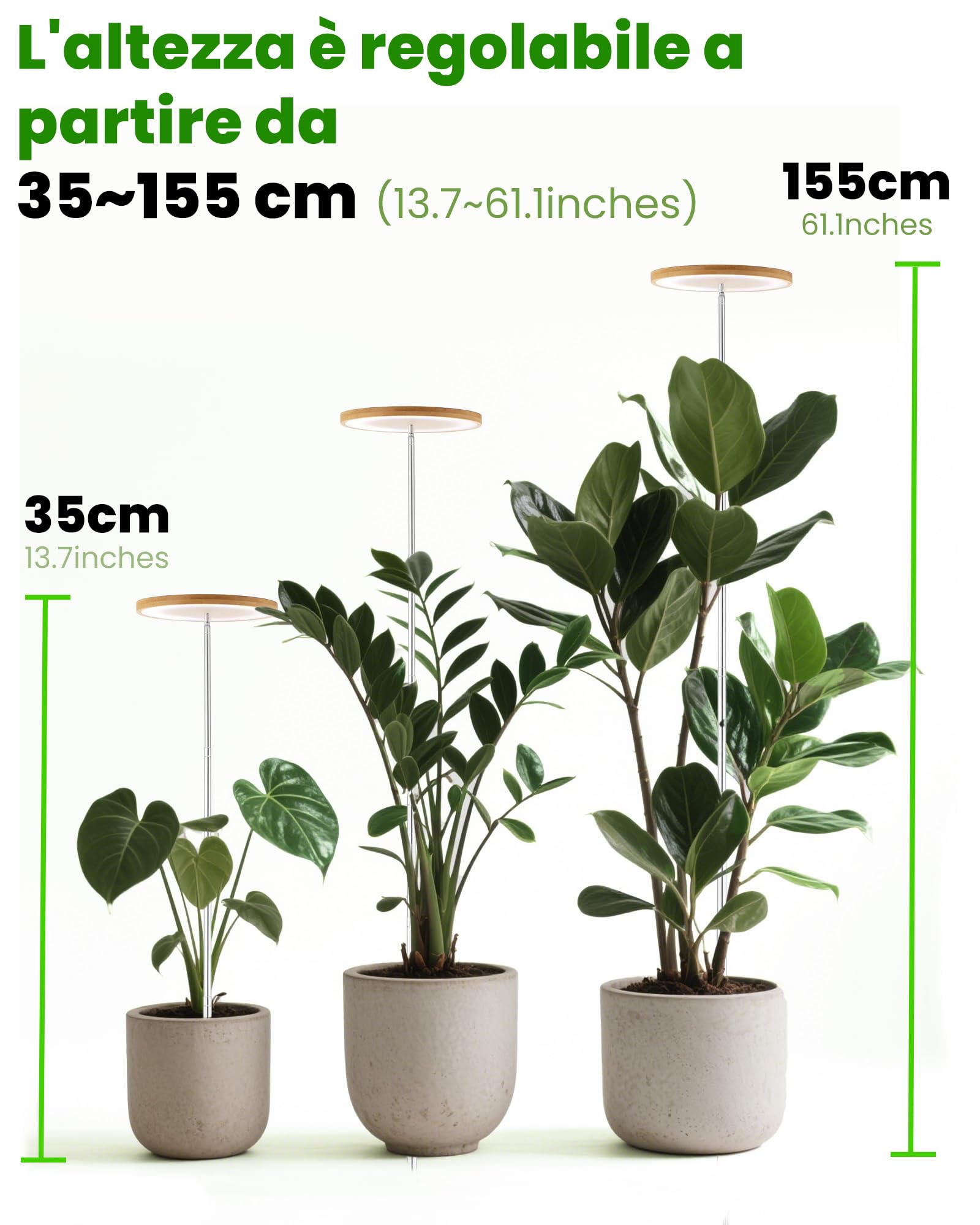 Lampada per la crescita delle piante d'interno, LED Grow Light Full Spectrum, altezza regolabile, timer automatico, bassa tensione di sicurezza da 5 V, idea per grandi piante