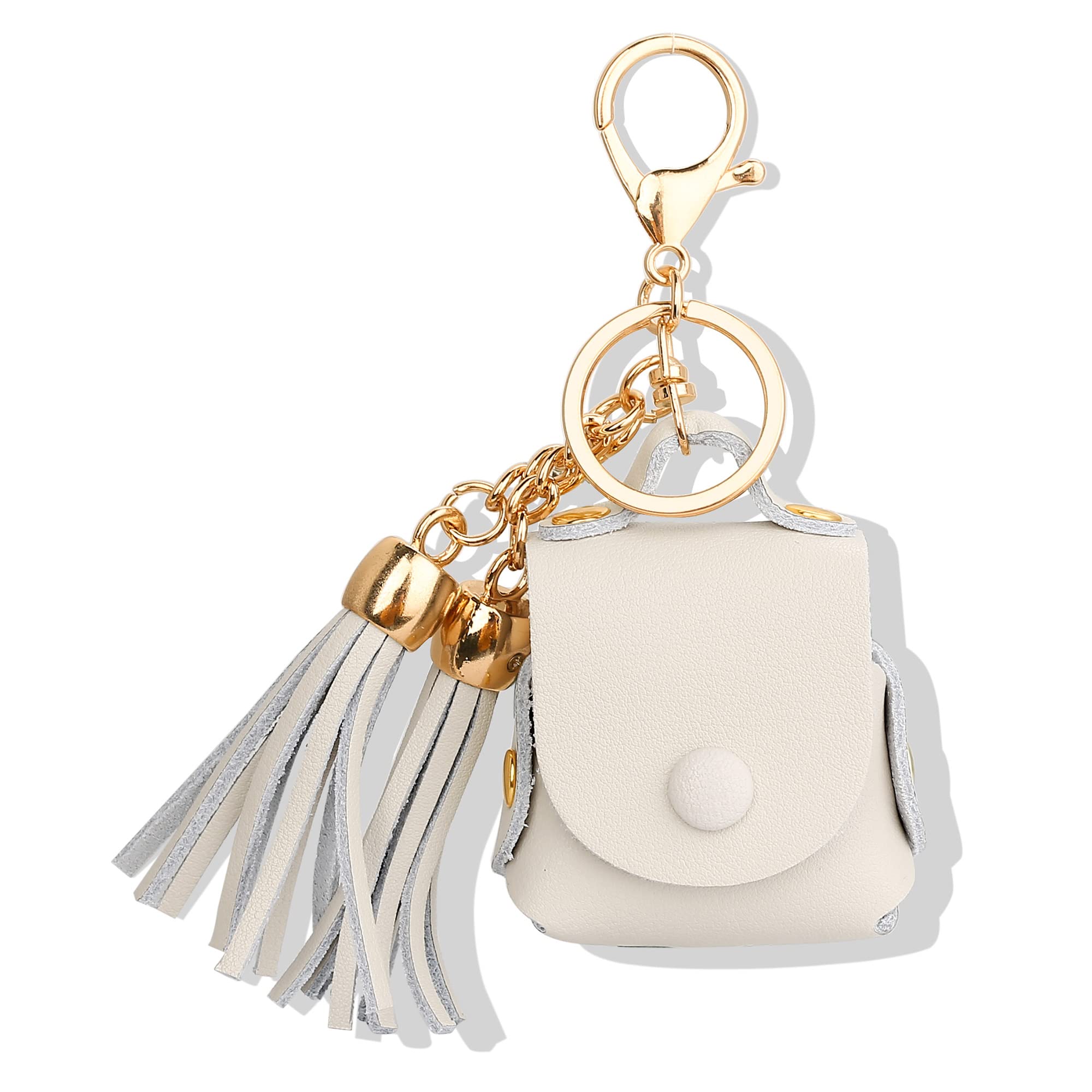 MODOS LOGICOS Charging Case Cover for Apple Air Pods, Genuine Leather Case with a Couple of Drooping Tassels for Apple AirPods 1/2 Charging Case - Beige