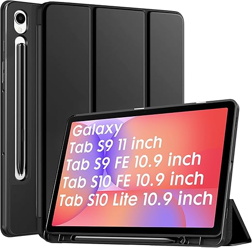Robustrion Cover for Samsung Galaxy Tab S10 Lite 10.9" / Tab S9 FE/Tab S10 FE/Tab S9 11" with [S Pen Holder], Flip Case for Samsung Tab S10 Lite /S10/S9 FE Tablet Cover [Auto Sleep Wake] - Black