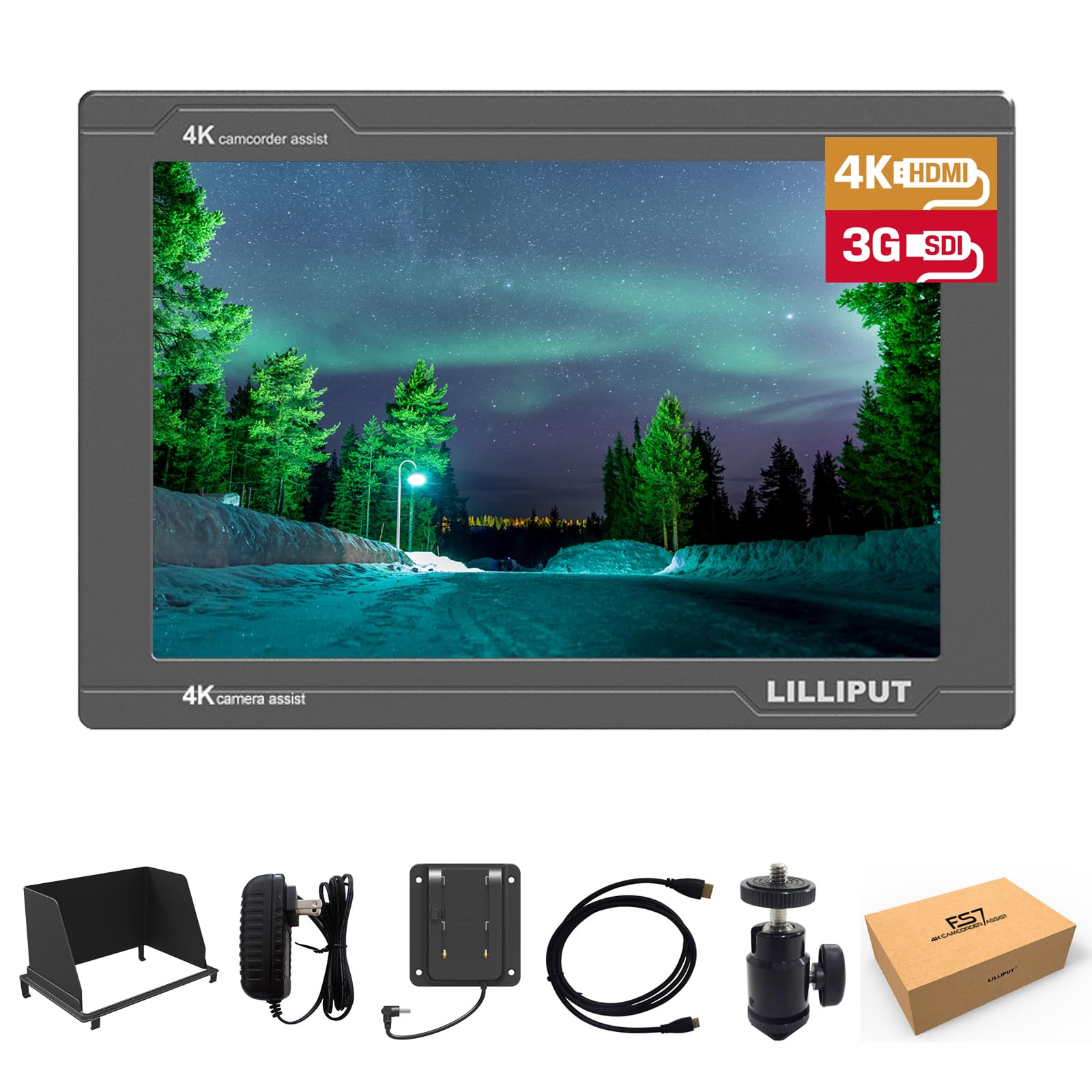 LILLIPUT FS7 7 pollici Telecamera Field Monitor Full HD 1920x1200 IPS Monitor Camera con forma d'onda, Vectorscope & Istogramma, 4K HDMI & 3G-SDI Ingresso/Uscita – DSLR Monitor für Regisseure und