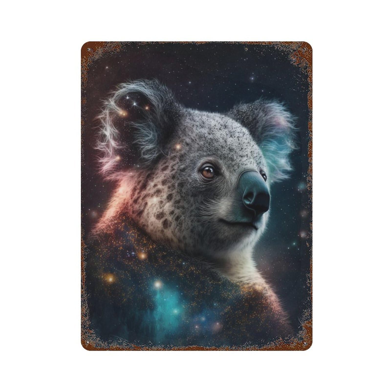 Koala in Space Retro Metal Sign 15.7"x11.8", Novelty Wall Decor for Garage, Pub Or Kitchen