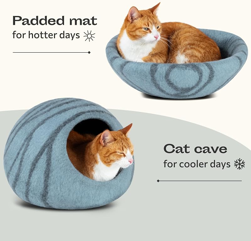 MEOWFIA 100% Merino Gyapjú Macskaagy - Kézzel Filcelt, Környezetbarát Alvóhely Cicáknak