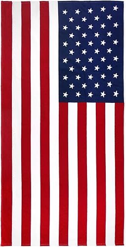 Miniatura 1 de KAUFMAN toalla con bandera estadounidense, 30 x 60 pulgadas, ideal para la playa, el baño, la alberca o el sauna. (101210) ...