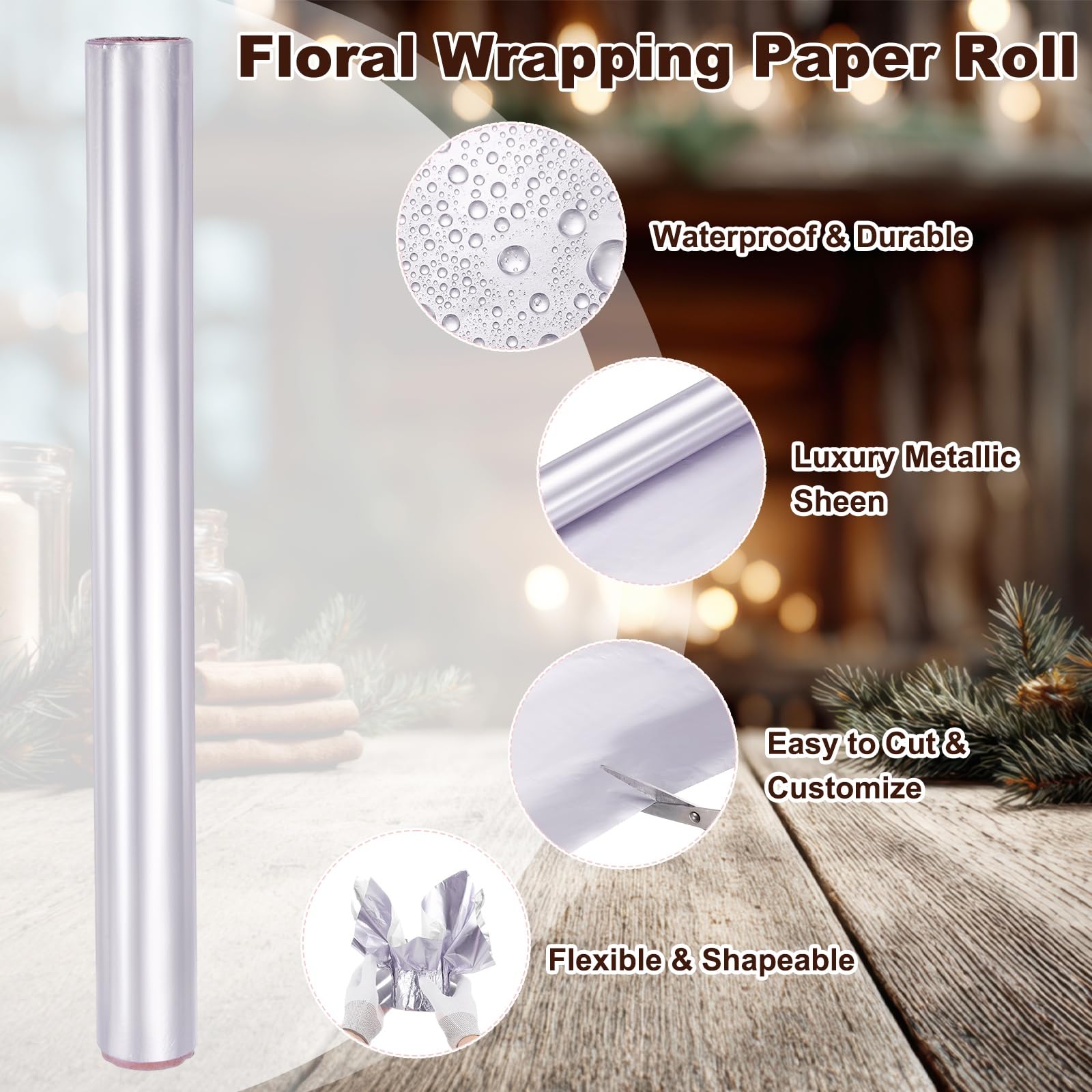 M METERXITY Confezione da 2 rotoli di carta da regalo floreale, 45 cm x 60 m, carta da regalo per matrimoni, compleanni, San Valentino, tea party, carta da regalo [rosa viola]