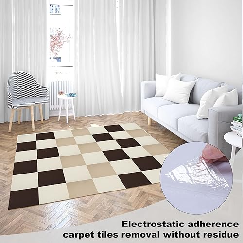 Miniatura 5 de ZOWZOW Azulejos autoadhesivos para alfombras, antideslizantes, para despegar y pegar, rompecabezas para piso, color verde, fácil de instalar, 10