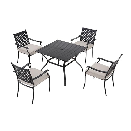 LOKATSE HOME 5 Piece Outdoor Dining Set Patio Chairs Square