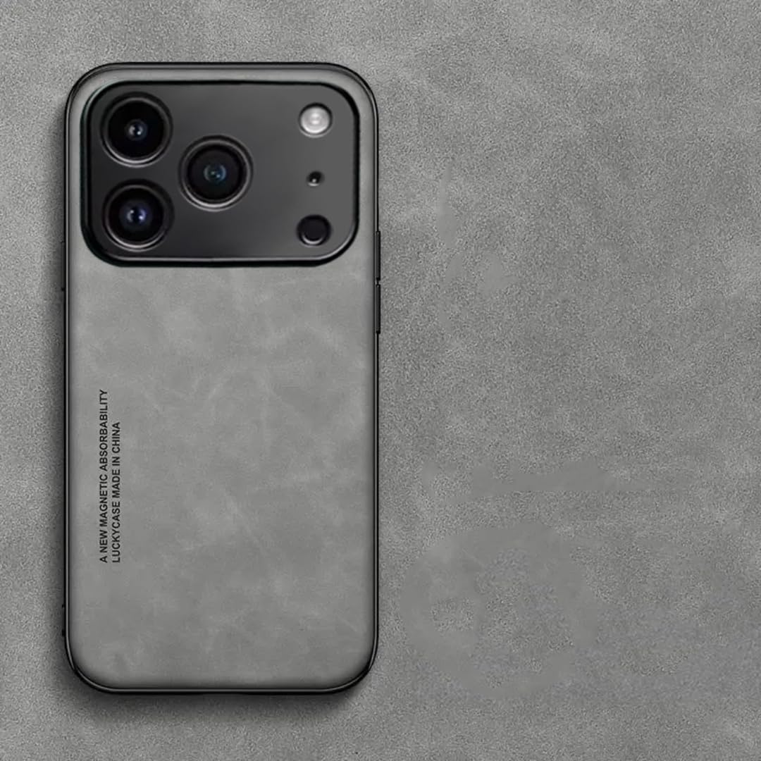 Étui de luxe iPhone 16 Plus antichoc cuir gris de protection - 8