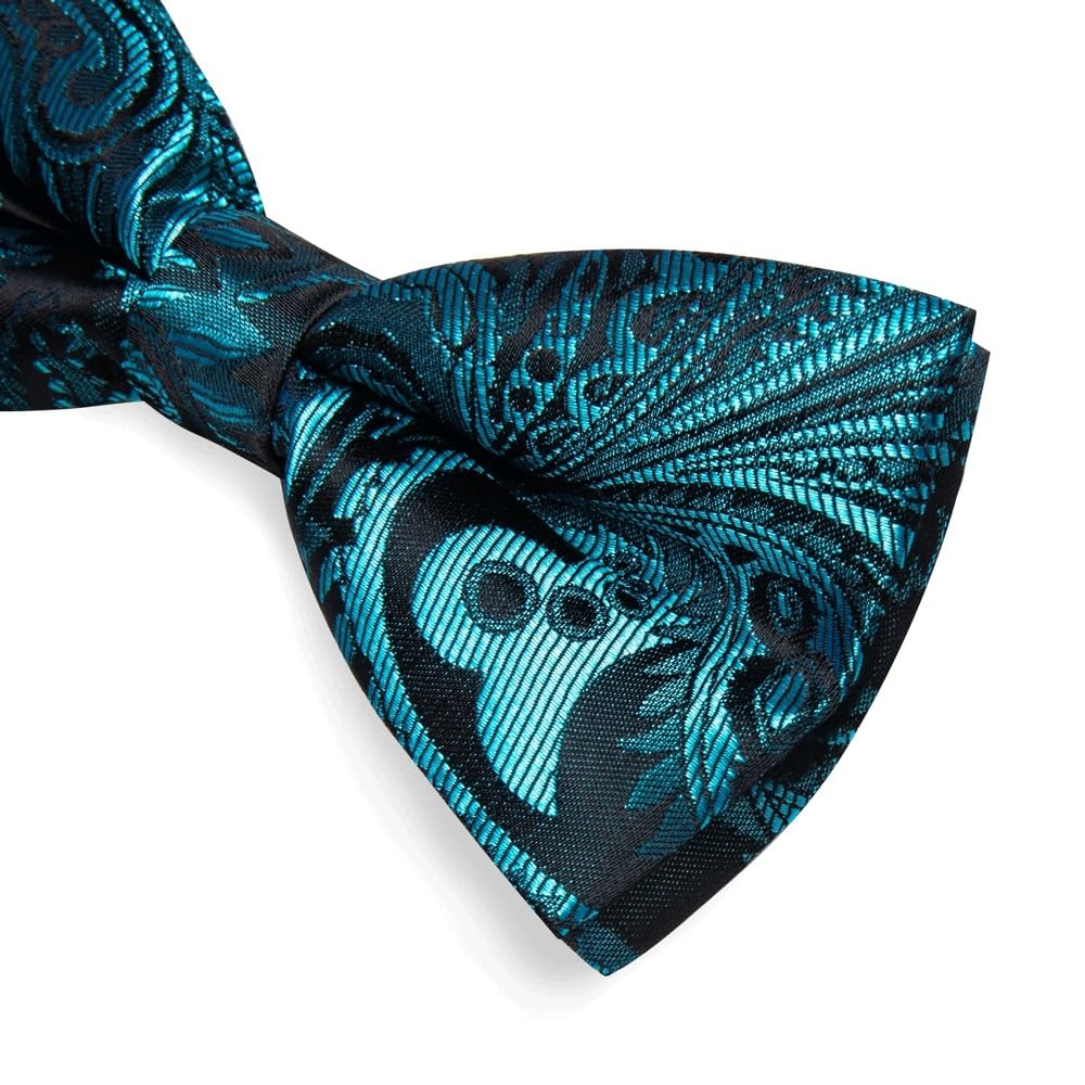 JFDBGU Pre-tied Bow Tie and Handkerchief Cufflinks Sets for Man Wedding Business Bowtie Paisley Knots