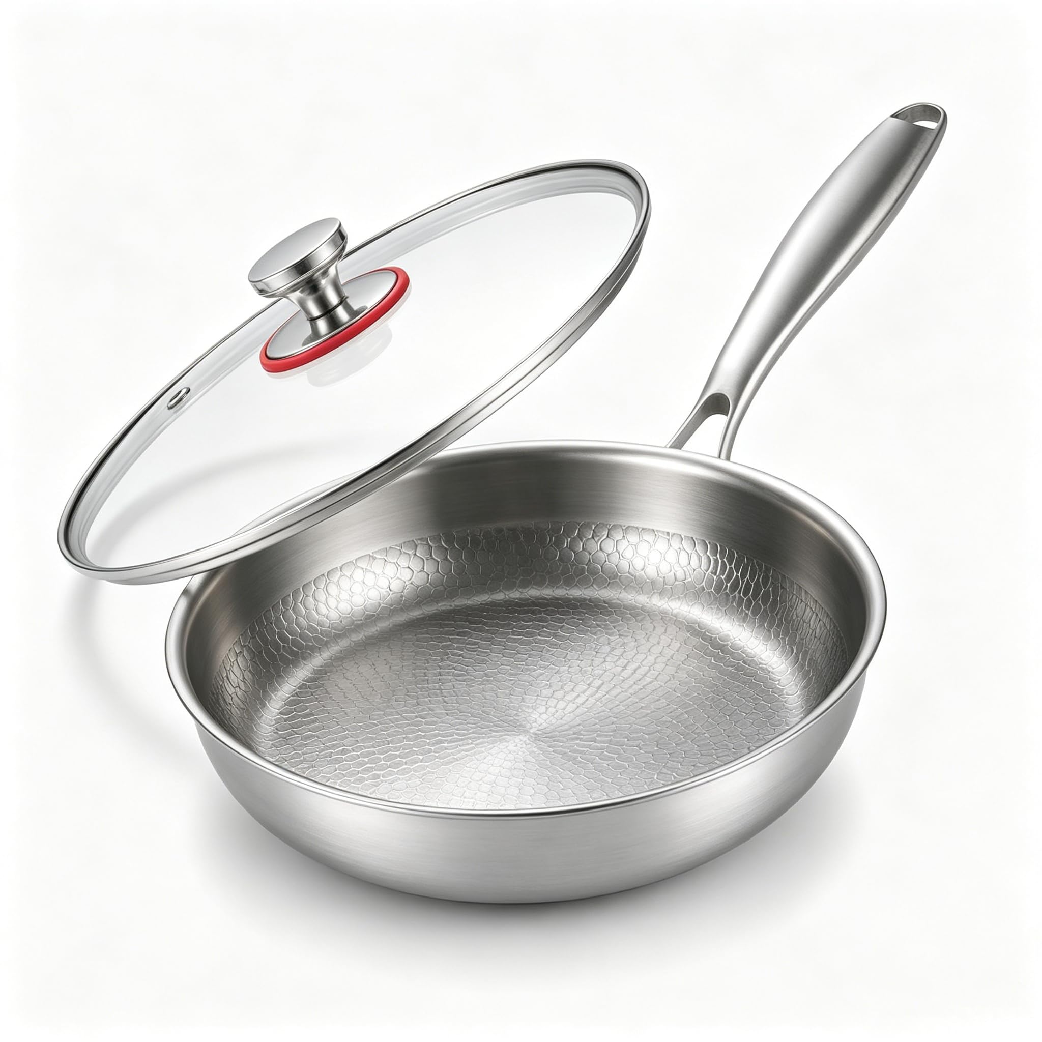 Photo 1 of Enjoyicy Titanium Pan for Cooking - Titanium Alloy, No Coating Titanium Cookware Frying Pan Hammered Pans Safe Durable Scratch-Resistant Compatible with All Cooktops (10.23in)