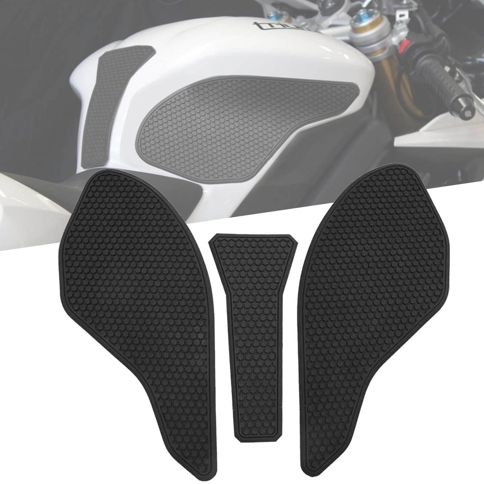 Lot de 3 Autocollants antidérapants pour réservoir de Carburant de Moto, Protection latérale pour genouillère à gaz Compatible avec Triumph Daytona 675/R Street Triple 765 R/RS