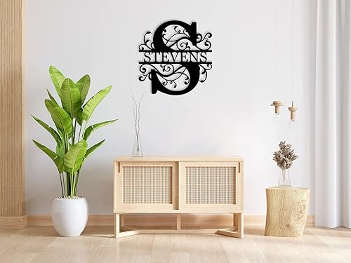 Miniatura 8 de Regalos de boda para parejas, letreros de apellido para el hogar, letreros de metal personalizados con monograma, decoración de pared, nombre de