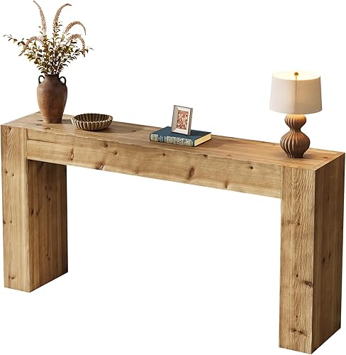 Miniatura 9 de Tribesigns Title - Mesa de sofá consola de madera maciza de 63 pulgadas, mesa de entrada larga de granja detrás del sofá para sala de estar,