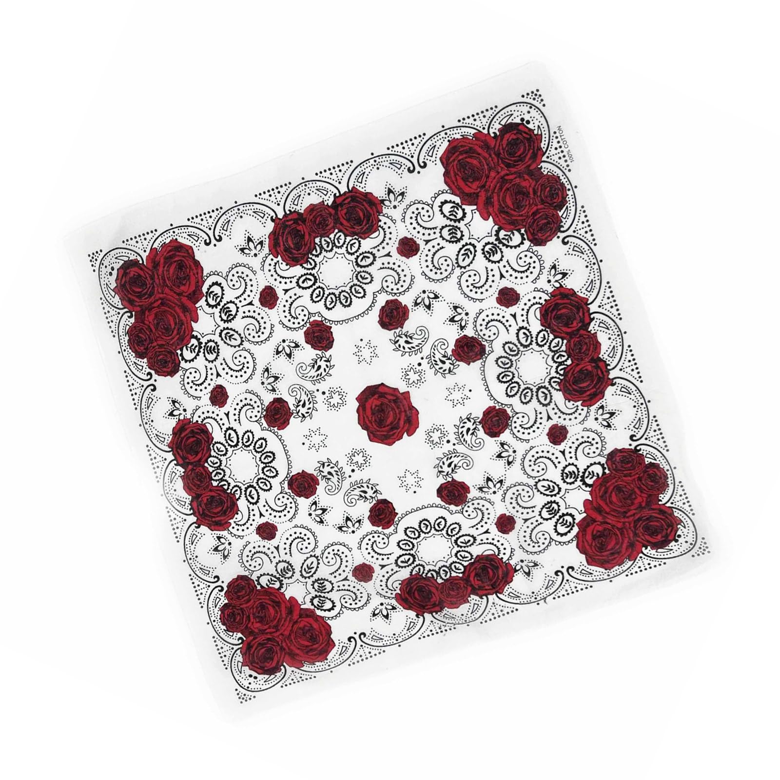 21'' Rose Pattern Bandana Head Scarf Turbans For Women Men Street Dance Turban Unisex Head Wrap Bandana