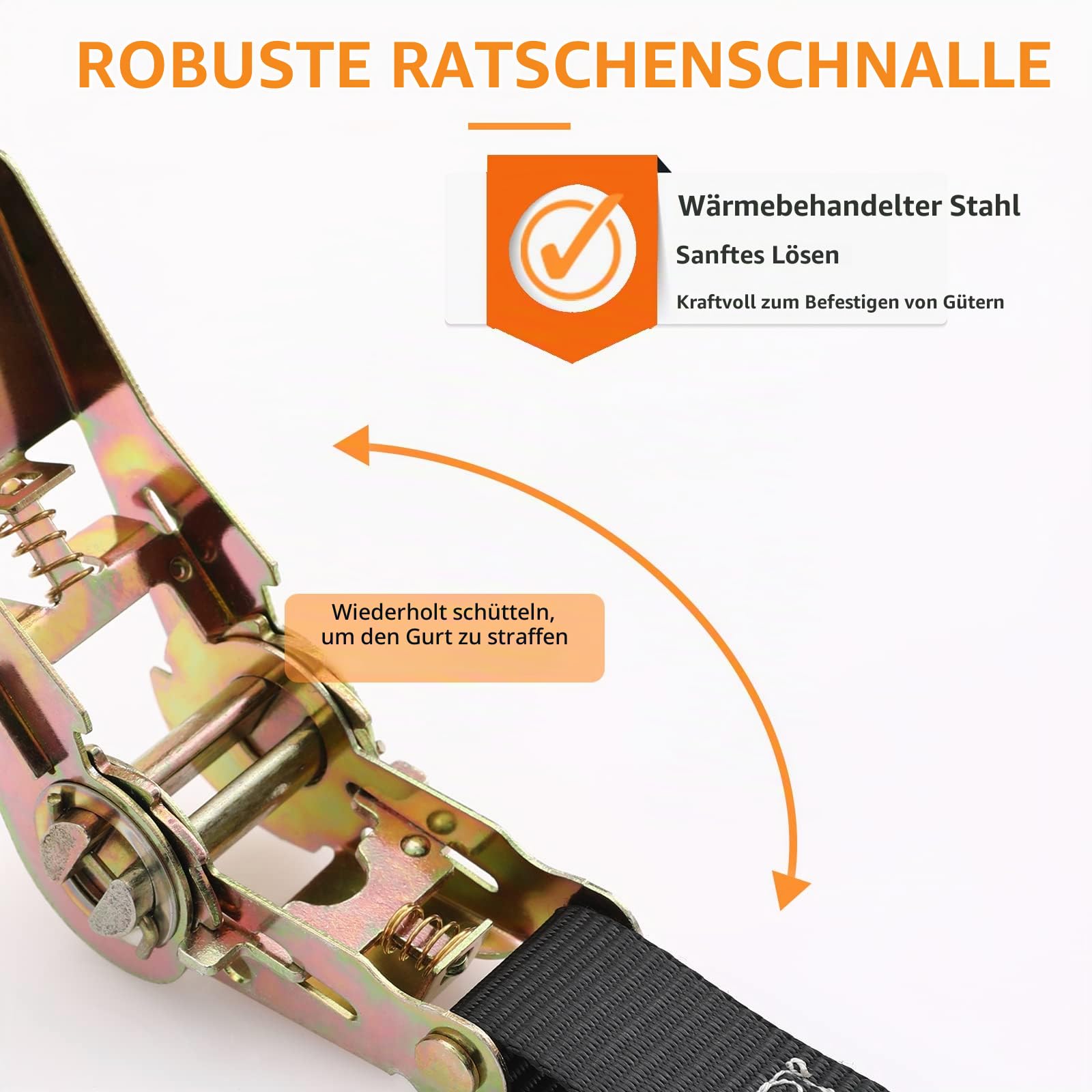 10 Stück 800kg 6m x 25mm Spanngurte mit Ratsche Ratschengurt Zurrgurte für Ladungssicherung (schwarz), 10 PCS