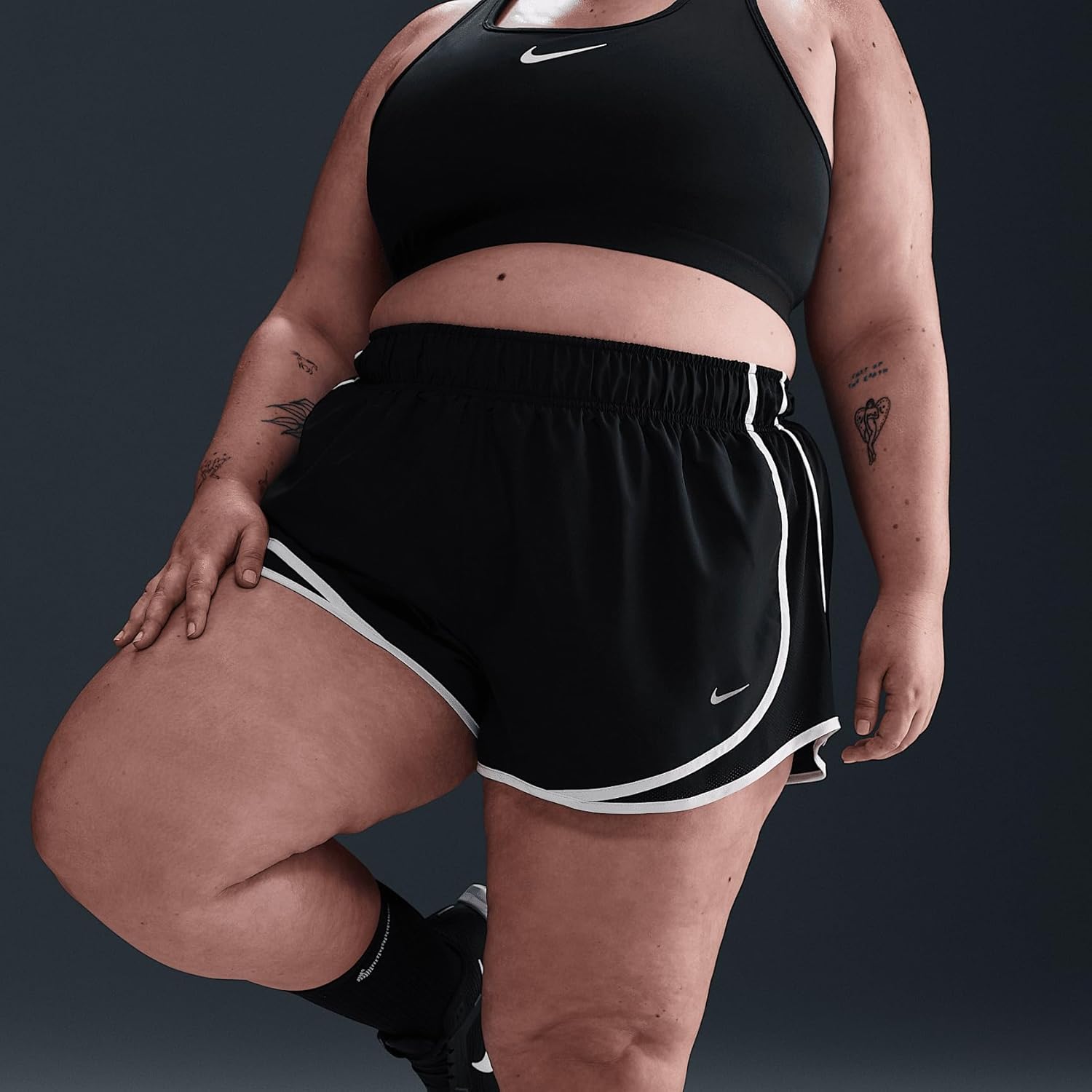Nike Tempo Women's Dri-FIT Mid-Rise 3" Brief-Lined Running Shorts (Plus Size) (Black/Black/White)