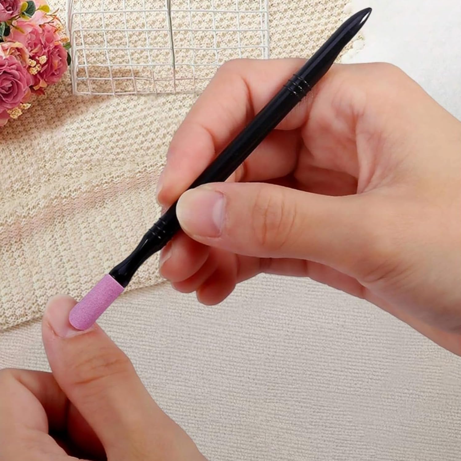 3PCS Portable Quartz Polishing Pen Nail File Cuticle Pusher Dead Skin Remover Trimmer Buffer Manicure Tools — view 4