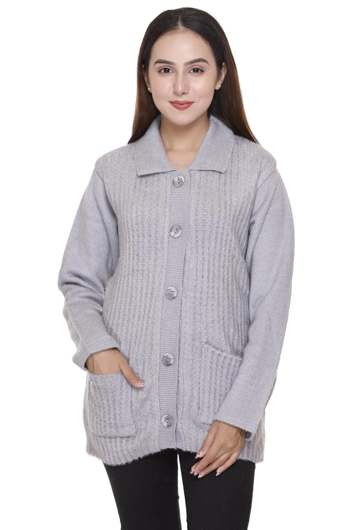 Women Winter WEAR Full Sleeve Woolen Hair Fur Long Cardigan for Women Girls-image-43