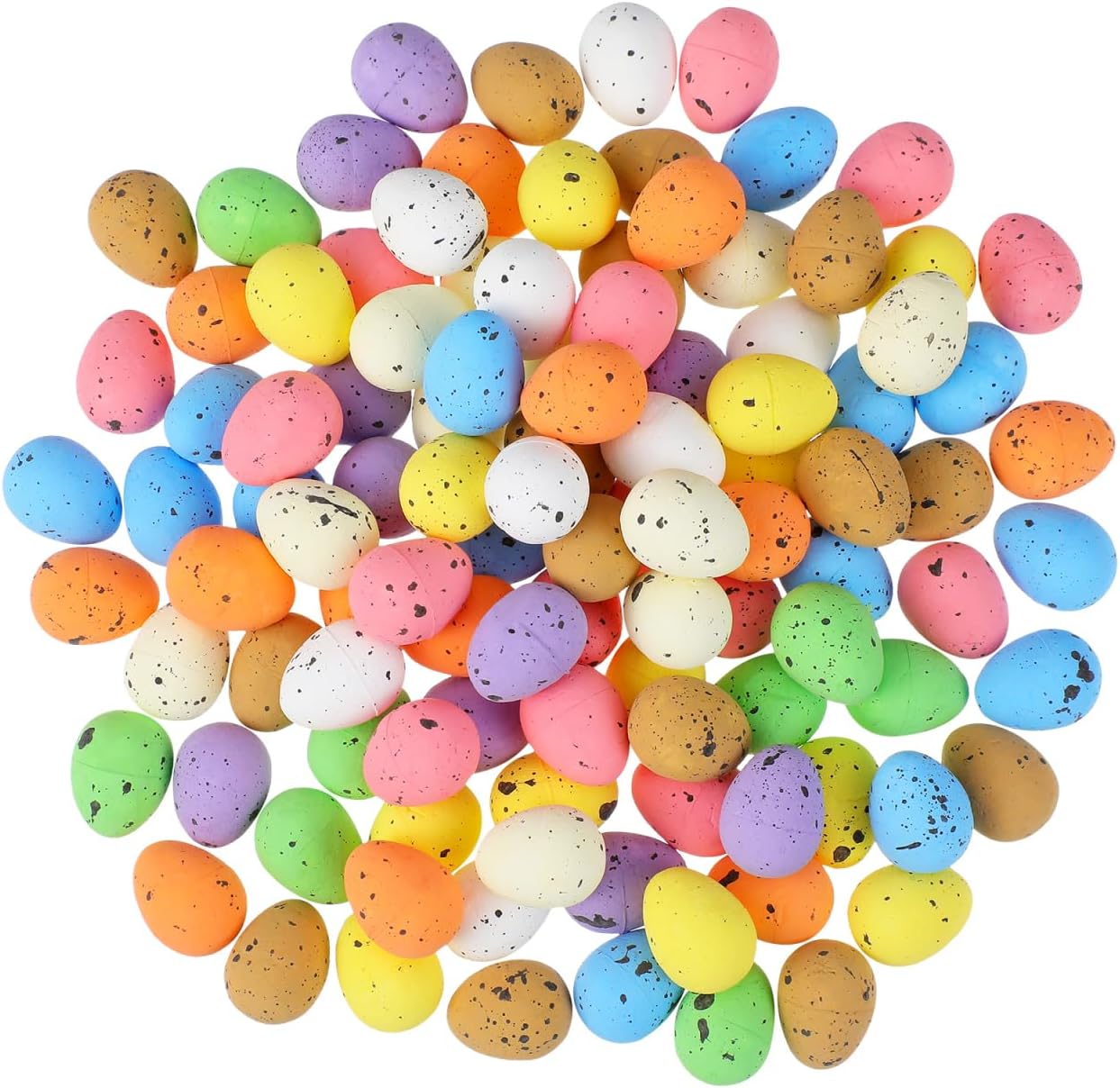 100 Piece Speckled Foam Easter Eggs, Mini Artificial Bird Eggs for DIY Crafts, Party Decor, Wedding Decorations, Photography Props, Pastel Colors