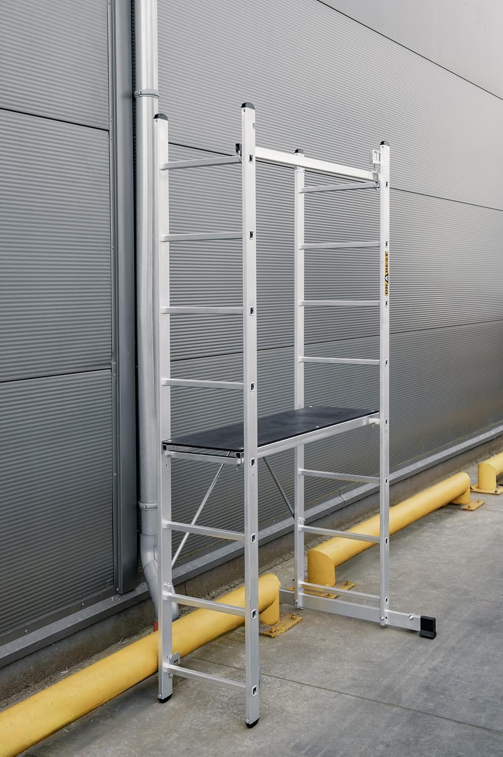 DRABEST Aluminiowe rusztowanie BASIC 2x8 – podest 33x114 cm – Trwałe, solidne i lekkie rusztowanie – Wewnątrz i na Zewnątrz Budynków 46x214x14cm