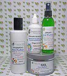 Empório Vida Kit Anti Piolhos, Shampoo 250ml, Spray 100ml e Gel 300ml, Fórmula Natural com Aroma Tutti Frutti