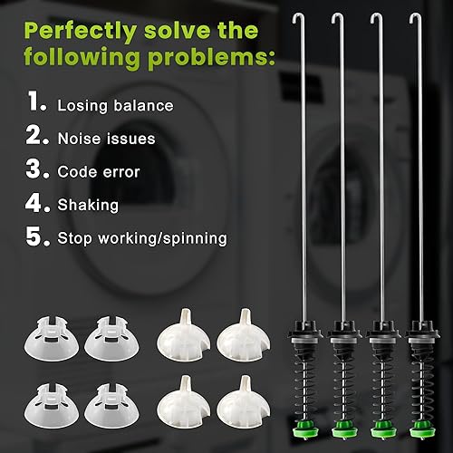 Miniatura 4 de W11130362 WTW5000DW3 WTW5000DW2 MVWX655DW1 MVWC565FW1 Kit de varilla de suspensión para Whirlpool Maytag Bravos Lavadora de carga superior