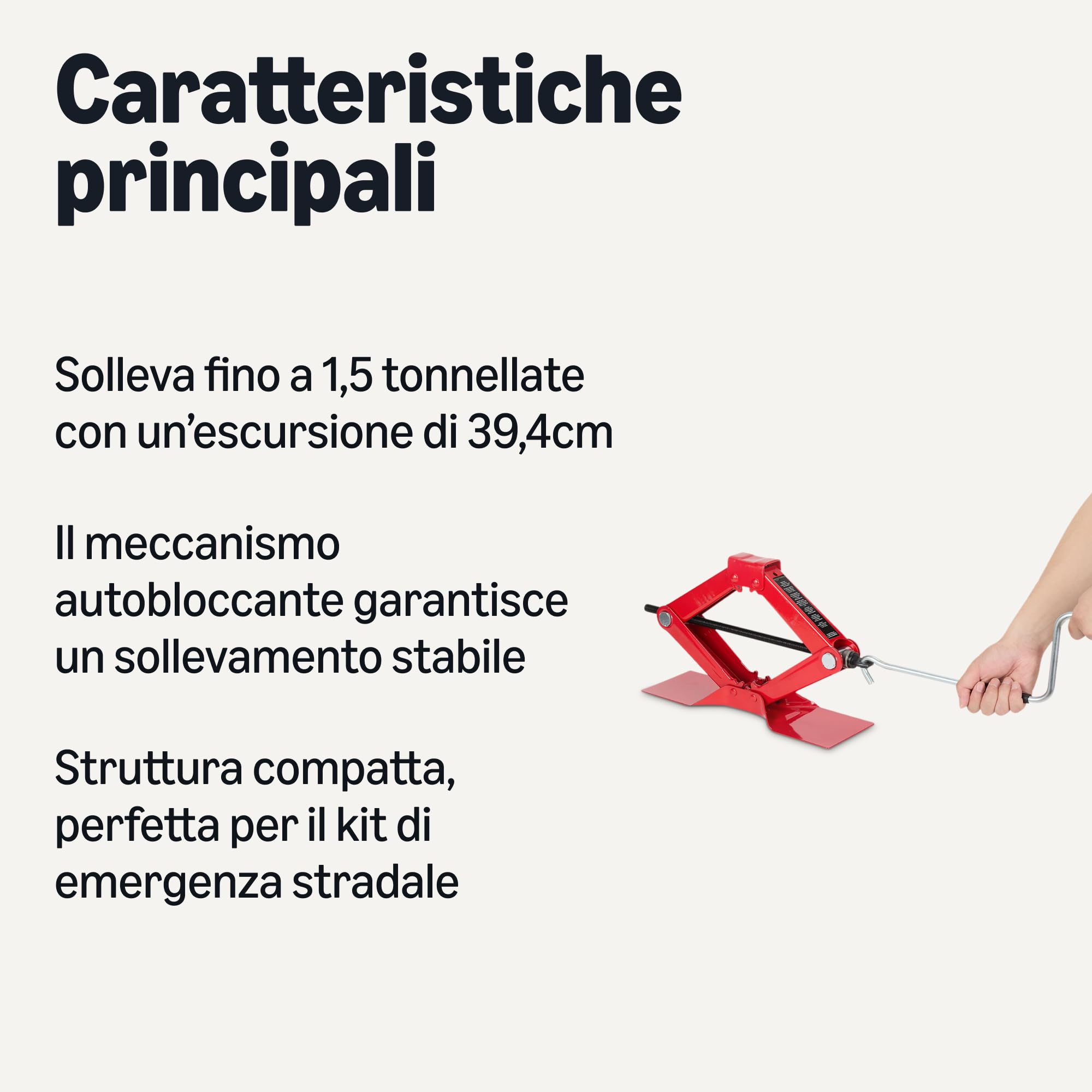 Amazon Basics Forbice e Presa Portatile per Auto, Capacità fino a 1,65 Tonnellate/1,5 Tonnellate Metriche/1,5 Tonnellate/1500 kg, Rosso - 2
