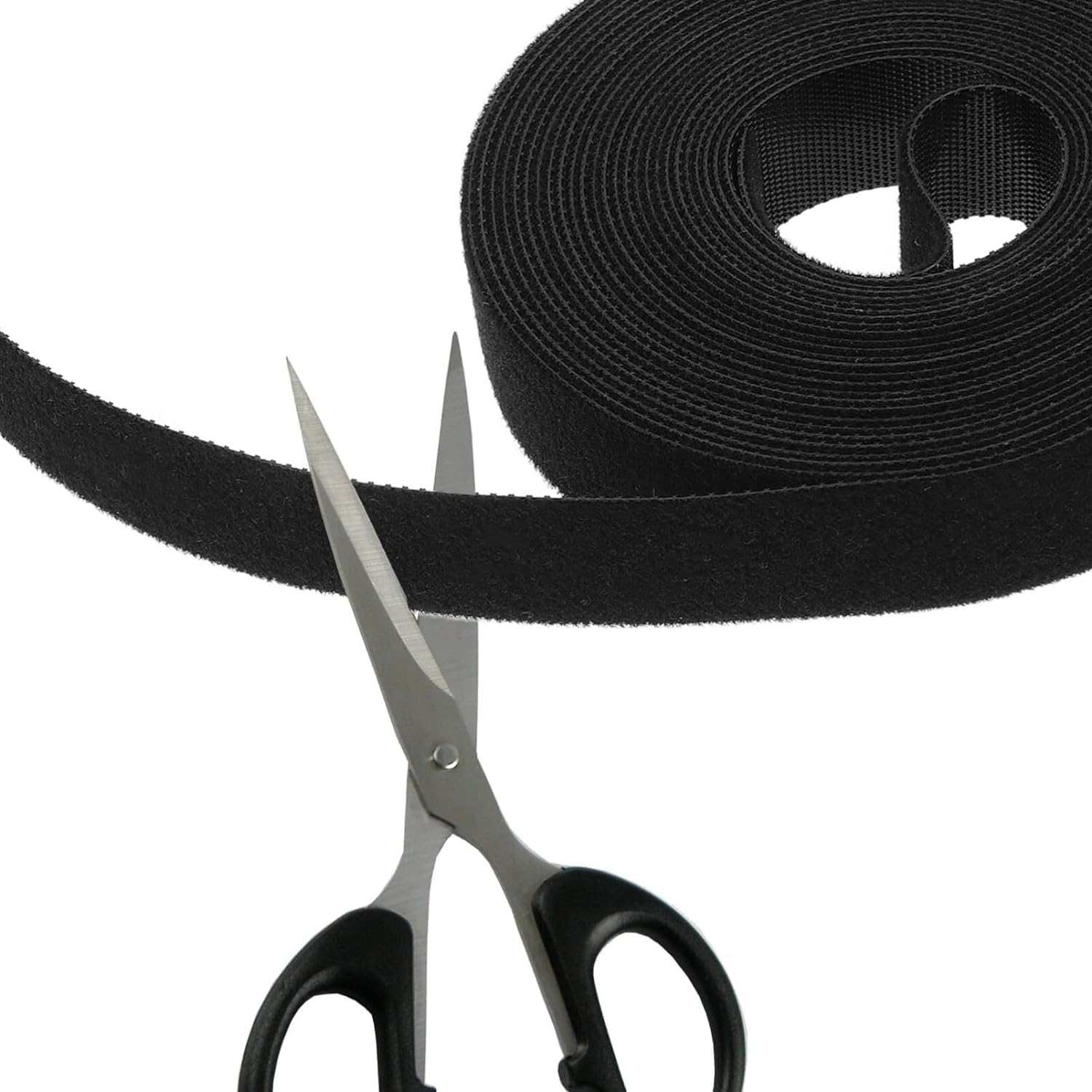 Black 1/2in x 16.4ft Hook and Loop Roll | Double-Sided Strips, Self-Gripping Straps | Reusable Multi-Purpose Wrap Fasteners for Home, Office, Data Center, and More，Adhesive Tapes