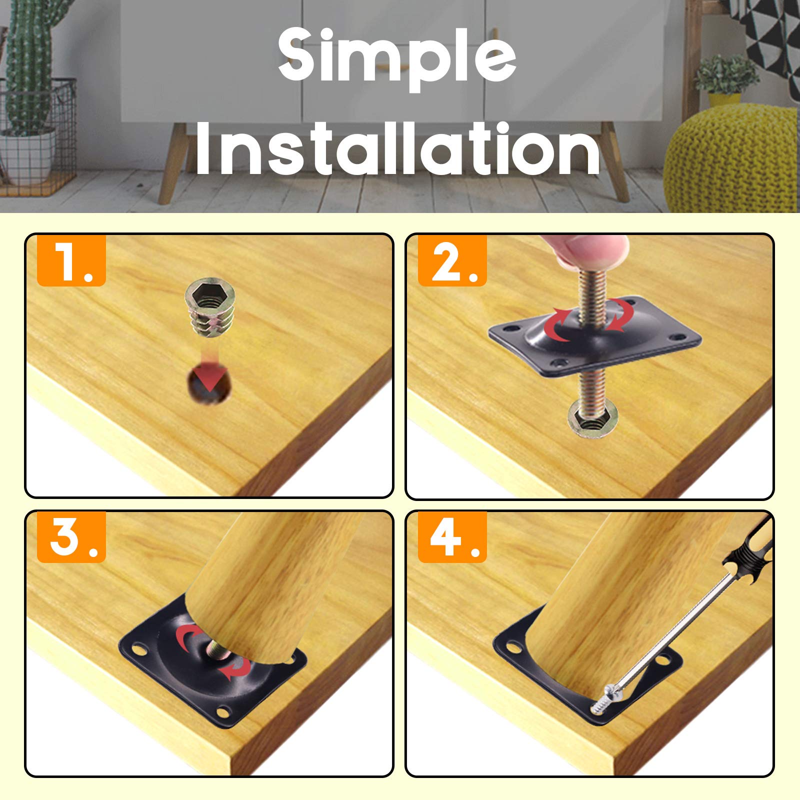 Buy Rustark 8 Sets12 Degree Black Angled Leg Mounting Plates,Furniture