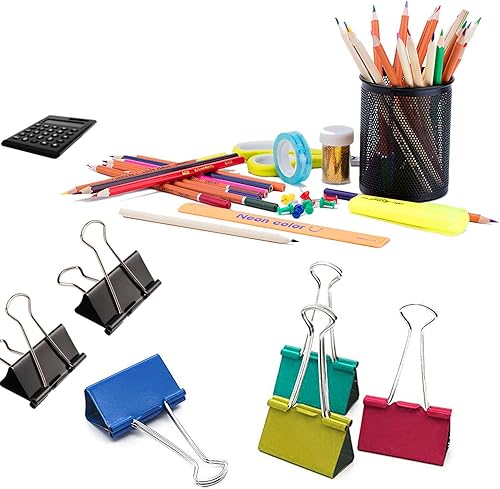 Miniatura 5 de 24 clips grandes para carpeta, 1.6 pulgadas de ancho, clips de papel grandes para suministros de oficina (negro)