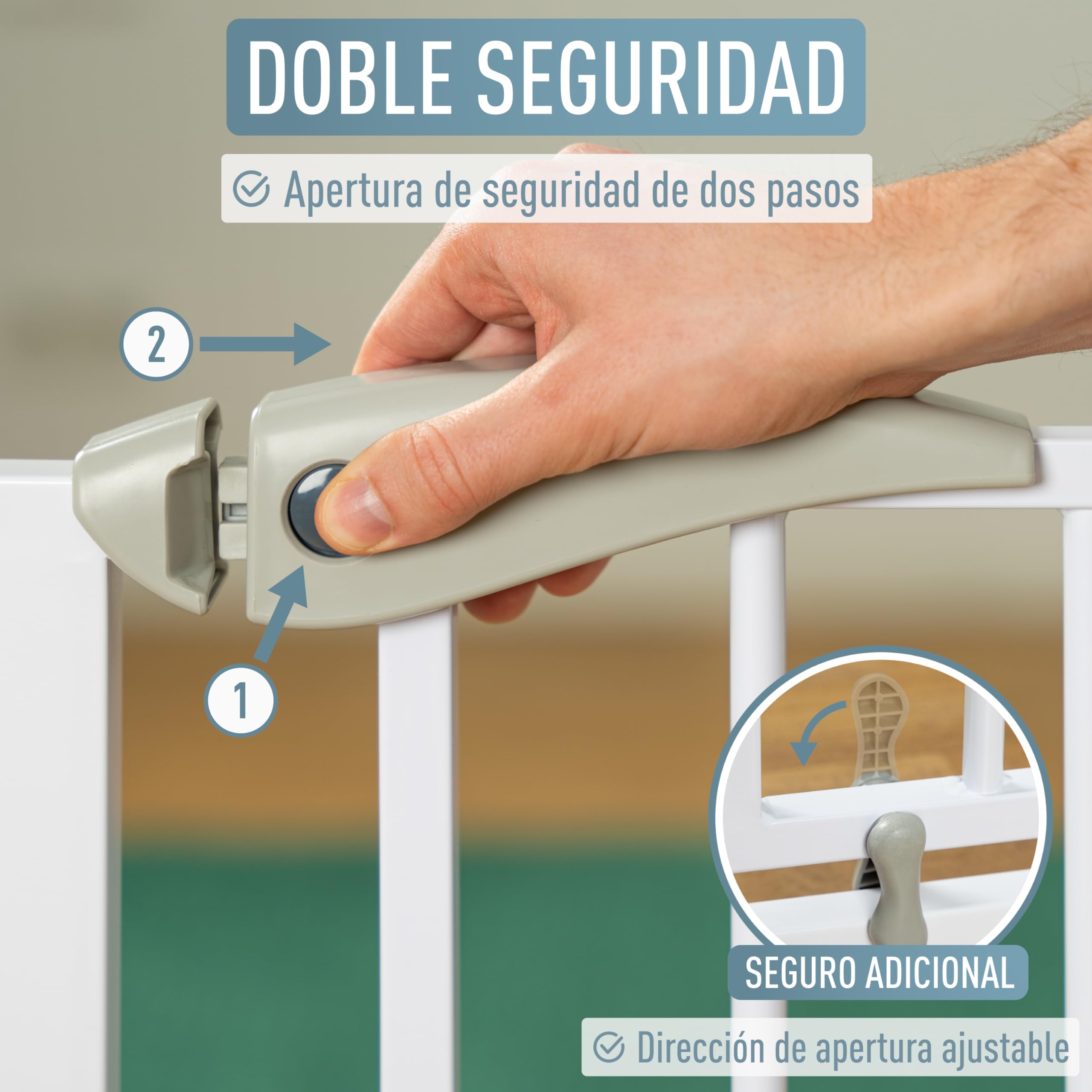 IB STYLE Barrera de Seguridad Berrin - Barrera de Protección, Fijación por Presión, para Puertas Anchas, Sistema Antiapertura, Mascotas y Cachorros, Blanco, Ancho: 88-96 cm