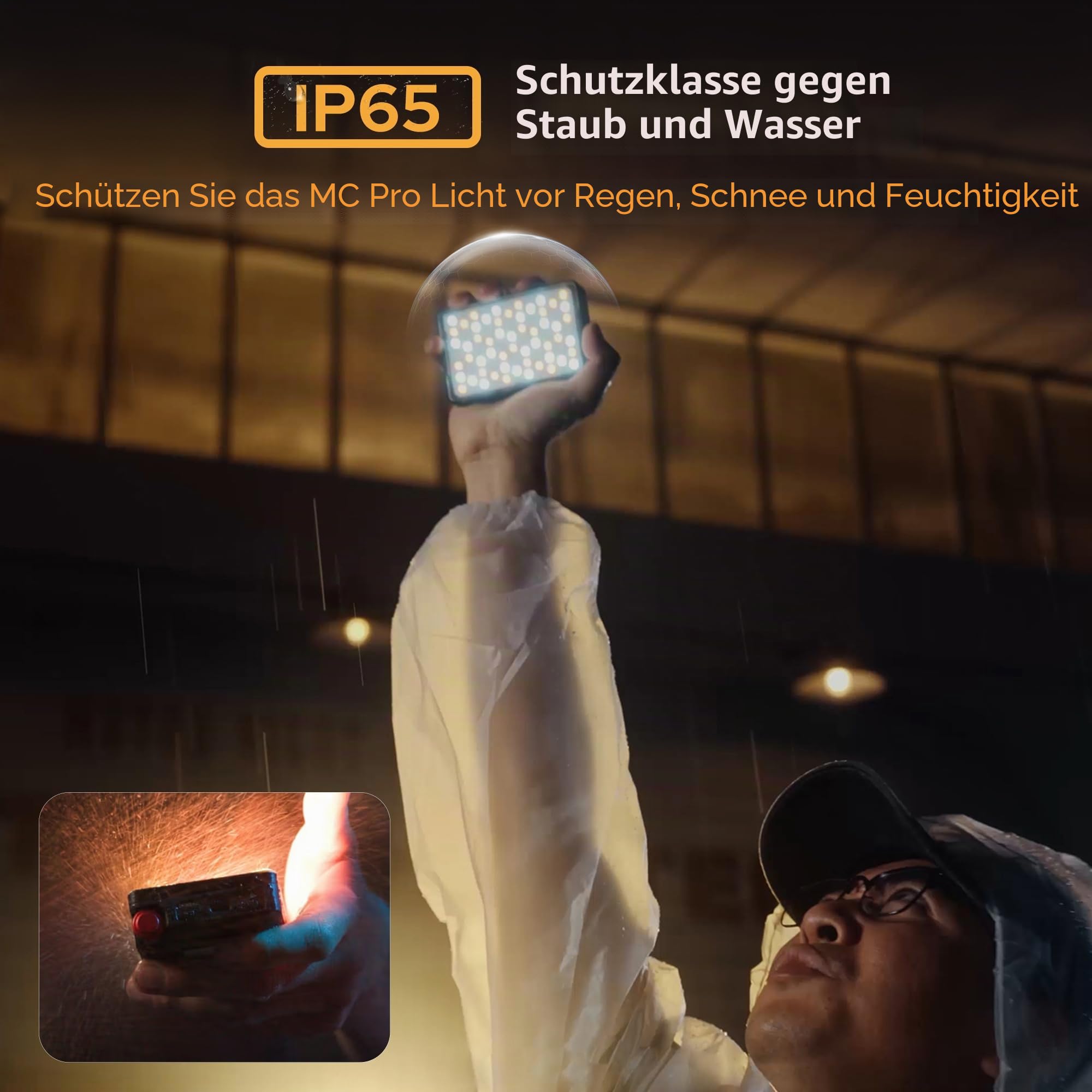Aputure MC Pro RGBWW Videolicht, 5 W, hohe Helligkeit, 1585 Lux bei 0,5 m, 2000–10000 K, verstellbare magnetische Anziehungskraft und IP65 wetterfest für Fotografie, Videofilmer