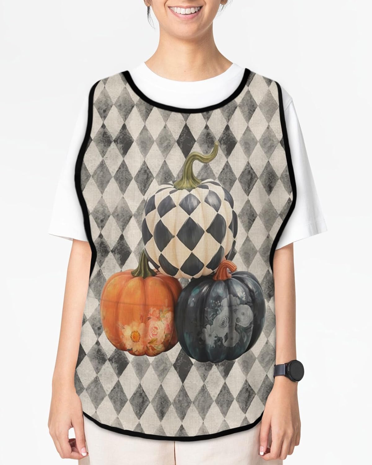 Pumpkins Floral Cobbler Aprons with 2 Large Pockets for Men Women, Unisex Smock Apron for Chef Clothing Protector