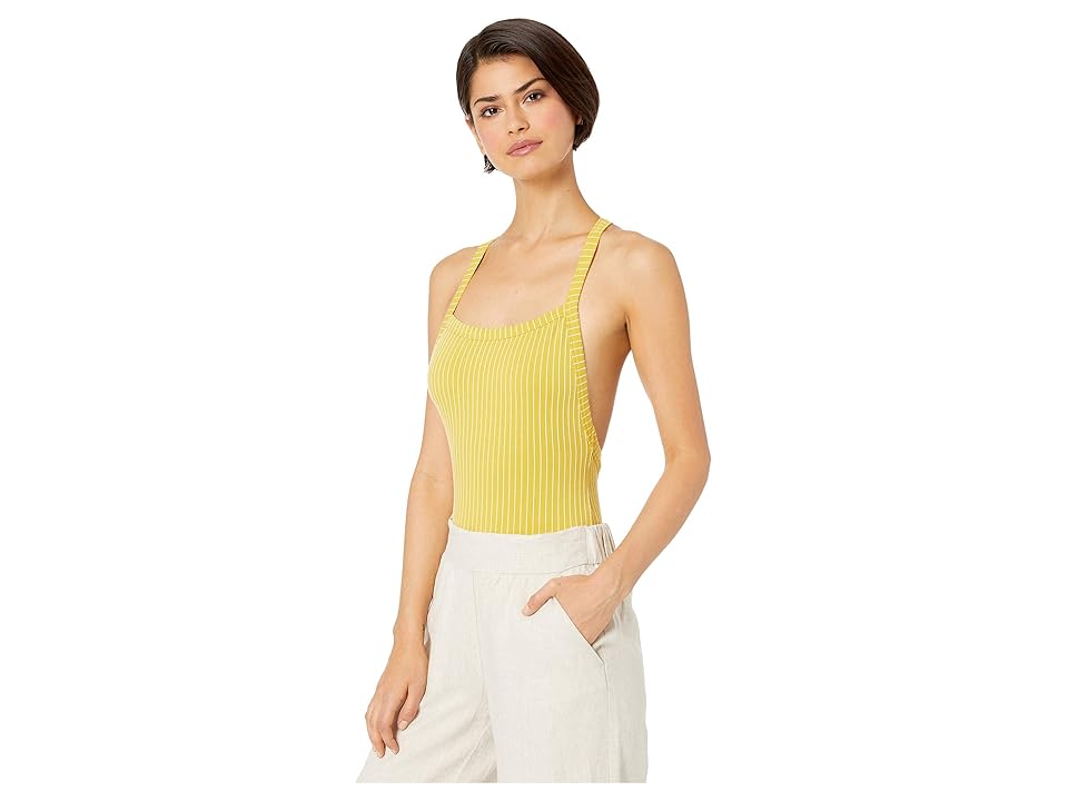 

ASTR the Label Camden Bodysuit (Lemonade Stripe) Women's Jumpsuit & Rompers One Piece, Yellow