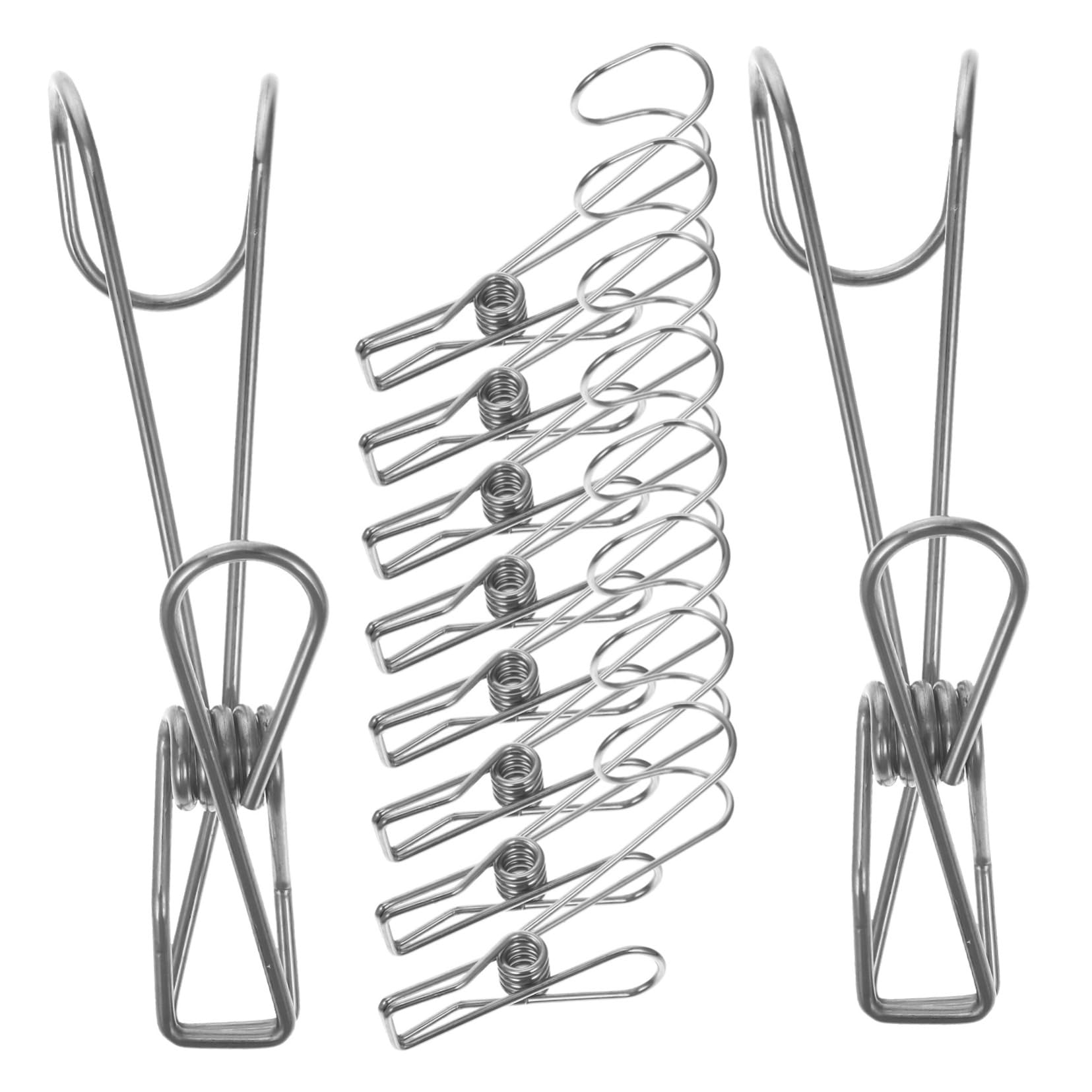 HOODANCOS 10pcs Multi-function Hanger Clips Strong Stainless Steel for Heavy Clothes Versatile for Jeans Skirts
