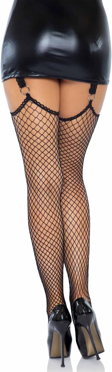 Leg Avenue Women's Fishnet Stockings With Attached Garter Belt