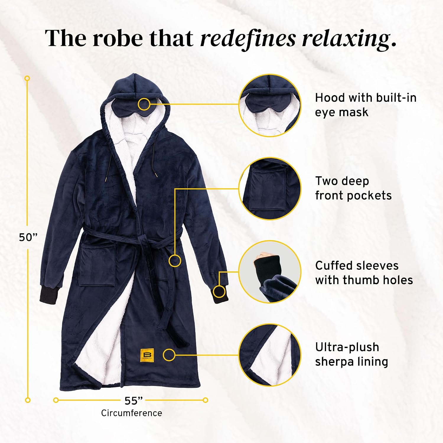 Big Blanket Co® Hideout Robe™ | Sherpa Robe | Luxury Robes for Women & Men | Soft Housecoat for Ultimate Coziness | Hooded