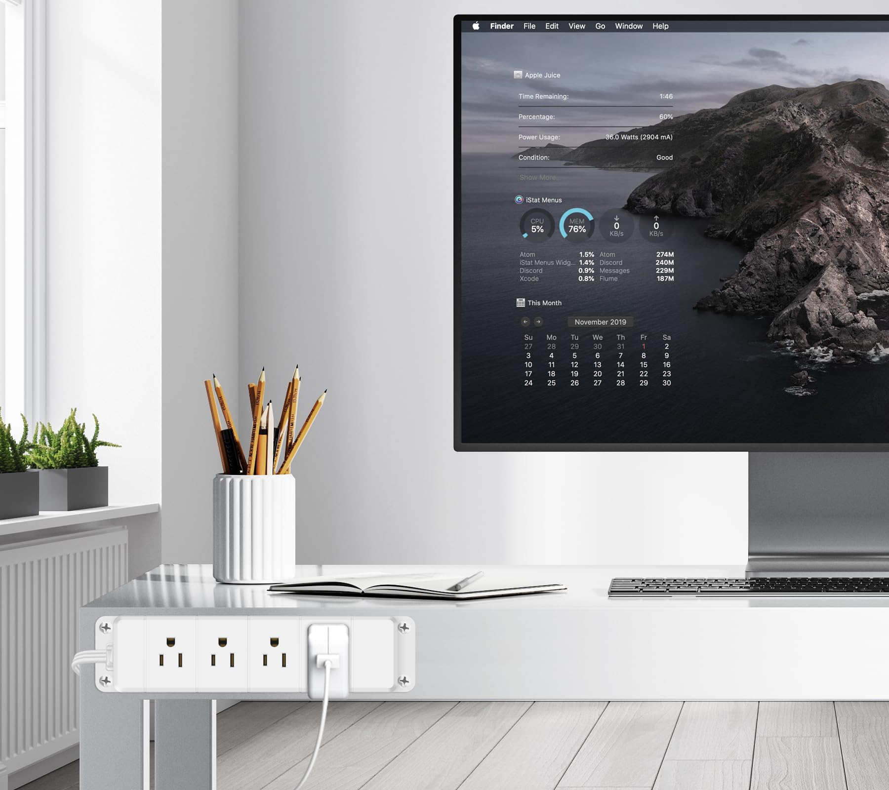 ANNQUAN - Bloc d'alimentation à charge rapide sous le bureau, multiprise à 12 prises avec 4 USB, protection contre les surtensions de 1200 J, rallonge plate
