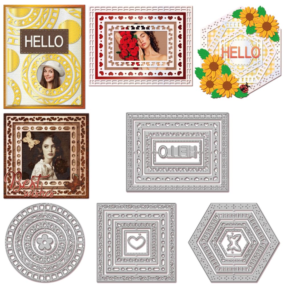 Accessoire Bricolage Papier GLOBLELAND Matrices De Découpe Cousues Pour La Fabrication De Cartes - Cadre En Métal - Cadre Carré - Pour Scrapbooking Journal Gaufrage Décoration Cadre Bulles De Mer Scrapbooking