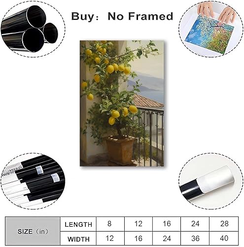 Miniatura 8 de Arte de pared vintage italiano de la costa de Amalfi con árbol de limón positano, paisaje de la costa mediterránea, paisaje, naturaleza muerta,