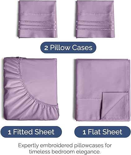 Vista 1695 de Juego de sábanas de 4 piezas tamaño king, extrasuaves, transpirables y refrescantes con esquinas profundas, sábanas de fácil ajuste y sin arrugas