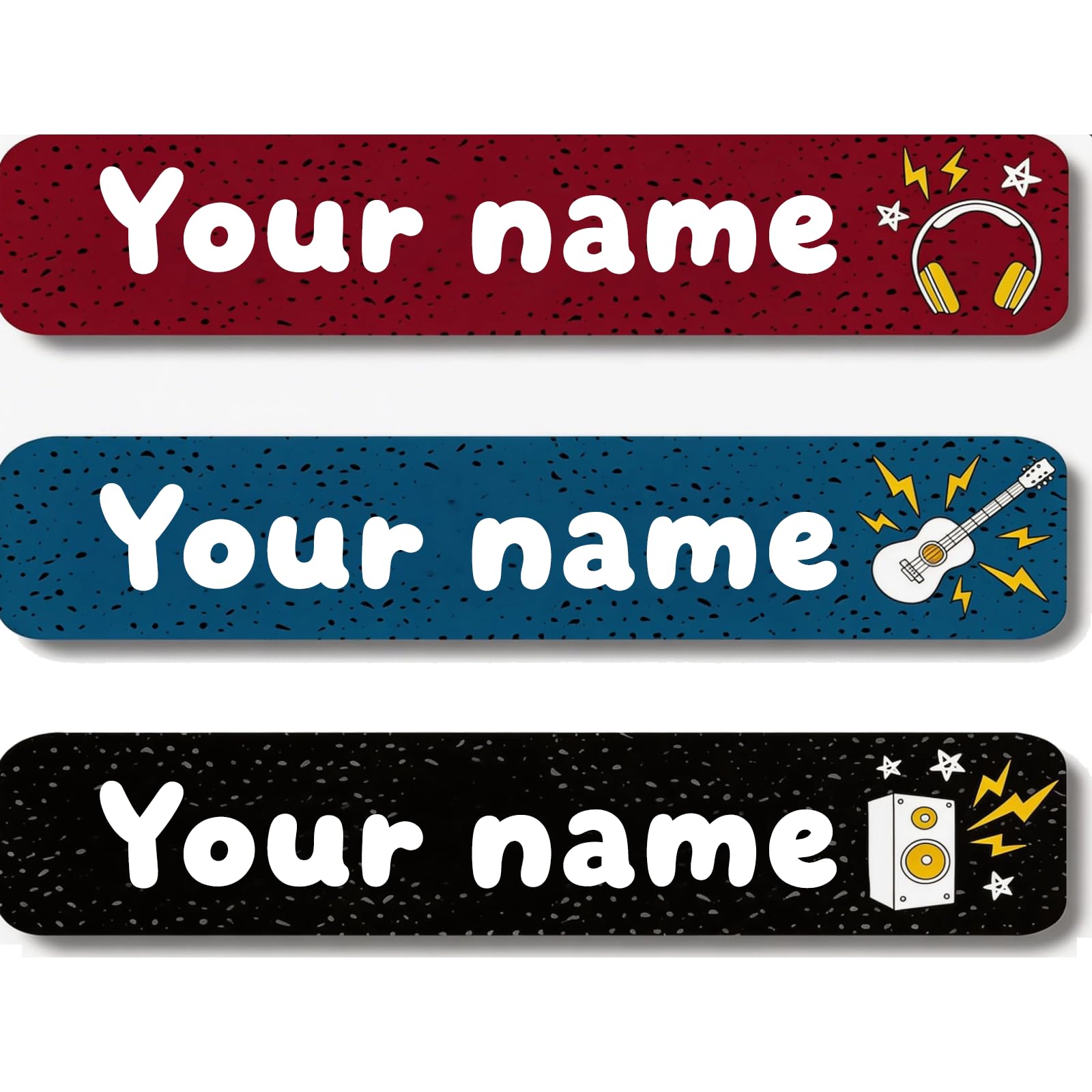 Personalized Waterproof Name Stickers for Kids, Washable Clothing Labels, Durable Name Tags for School, Kindergarten, Lunch Boxes, Books, Toys – Ideal Back to School（Rock and roll）