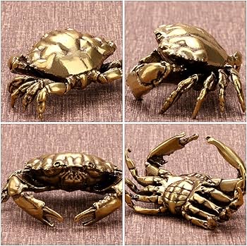 Amazon.co.jp: 蟹の置物 真鍮製 カニ 置物 リアル カニ オブジェ 装飾