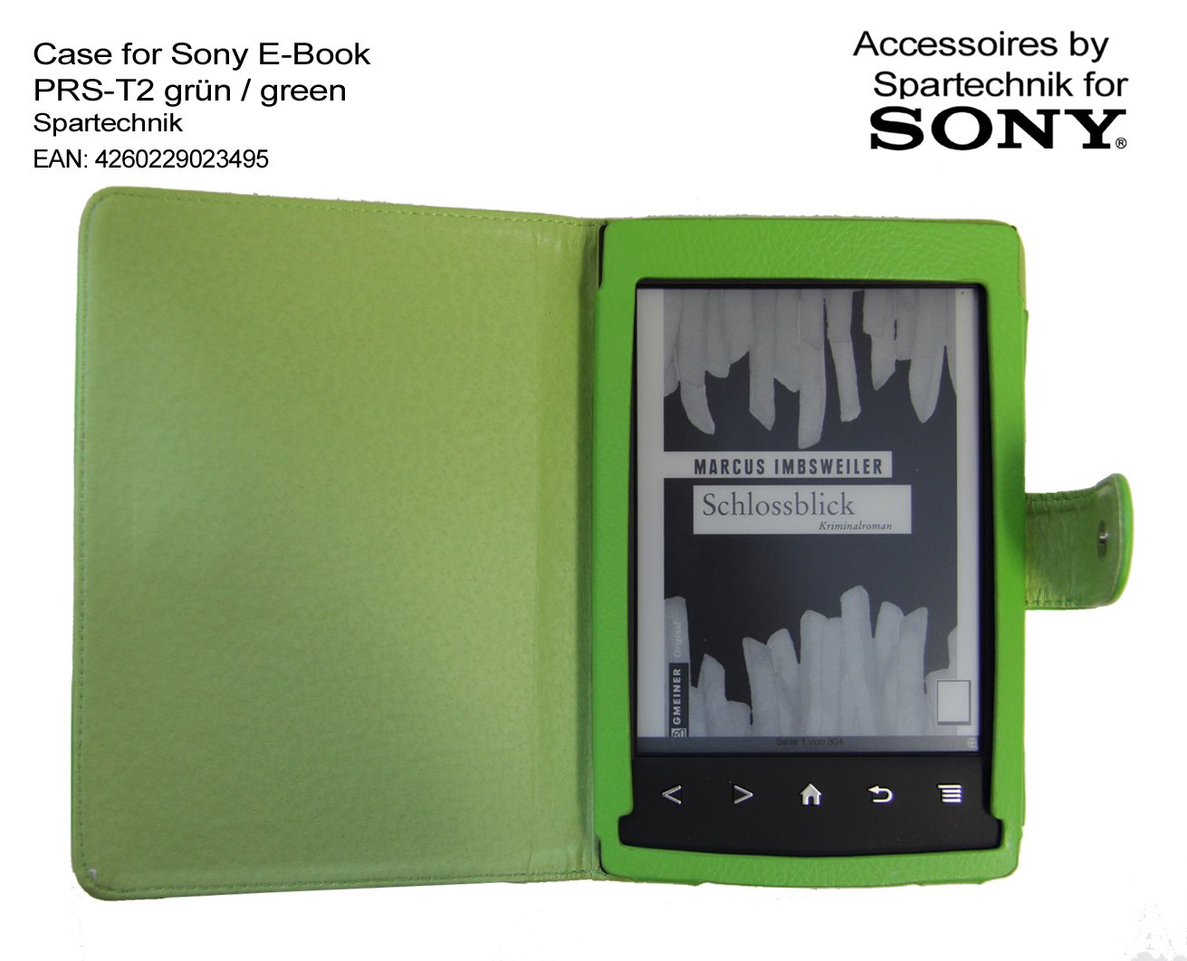Tasche für Sony PRS-T2 bestes Case Hülle Etui Tasche für Sony E-Book Reader Elektronisches Buch PRS T2- grün Apfelgrün