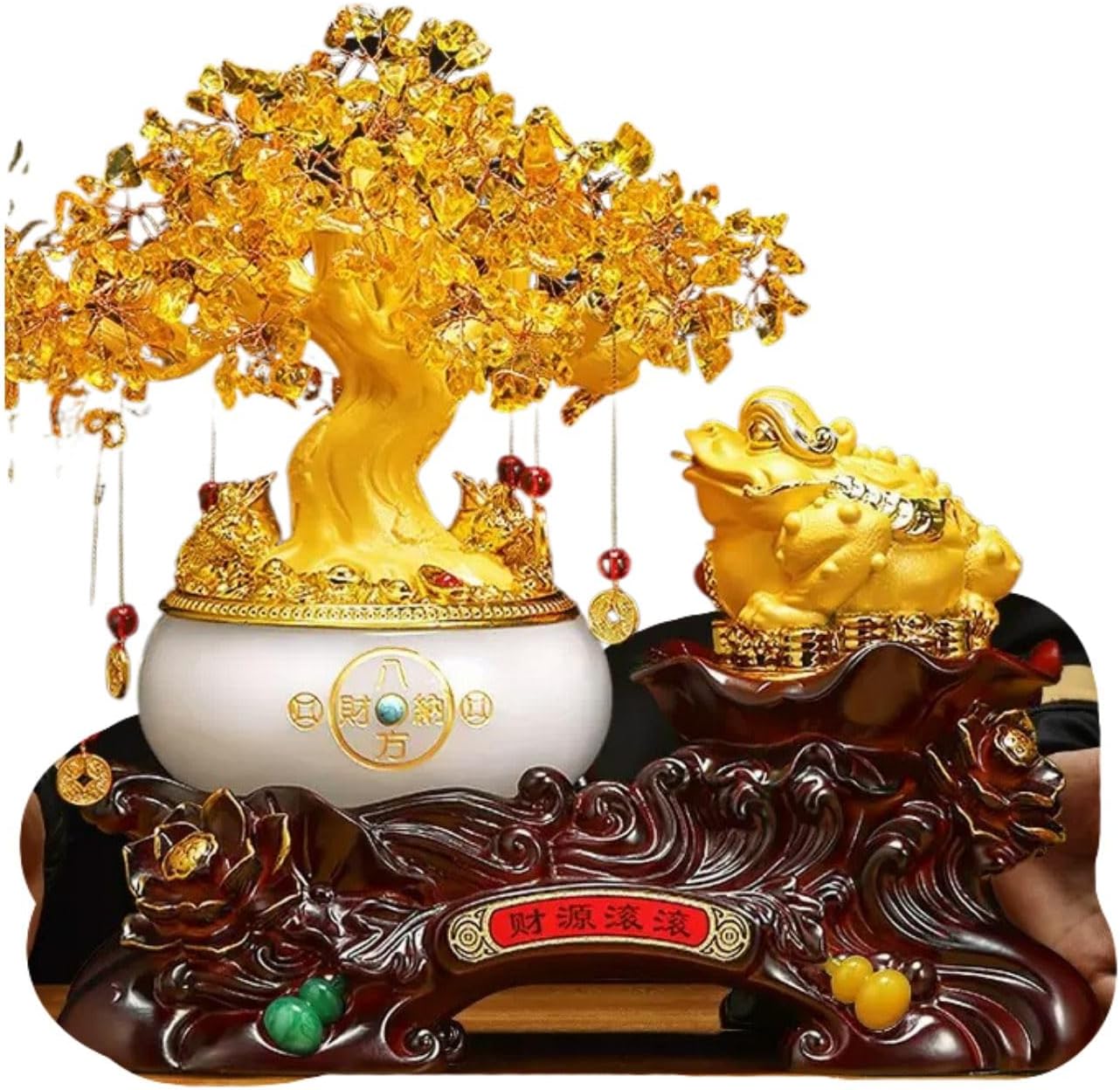 貔貅 piyao Practical Gifts for Birthday, Easter, Christmas 招财 Feng Shui Figurine Golden Treasure Basin 聚宝盆摆件 Feng Shui Figurine Home Office Decor Chinese Gifts 客厅酒柜发财树聚财装饰品店铺收银台开业礼物 8935