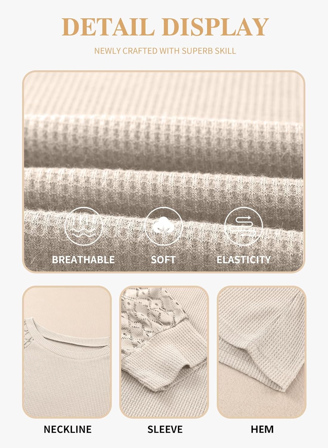 Eytino Plus Size Tops for Women Lace Long Sleeve Crew Neck Waffle Knit Business Work Dressy Shirts(1X-5X) - Image 5