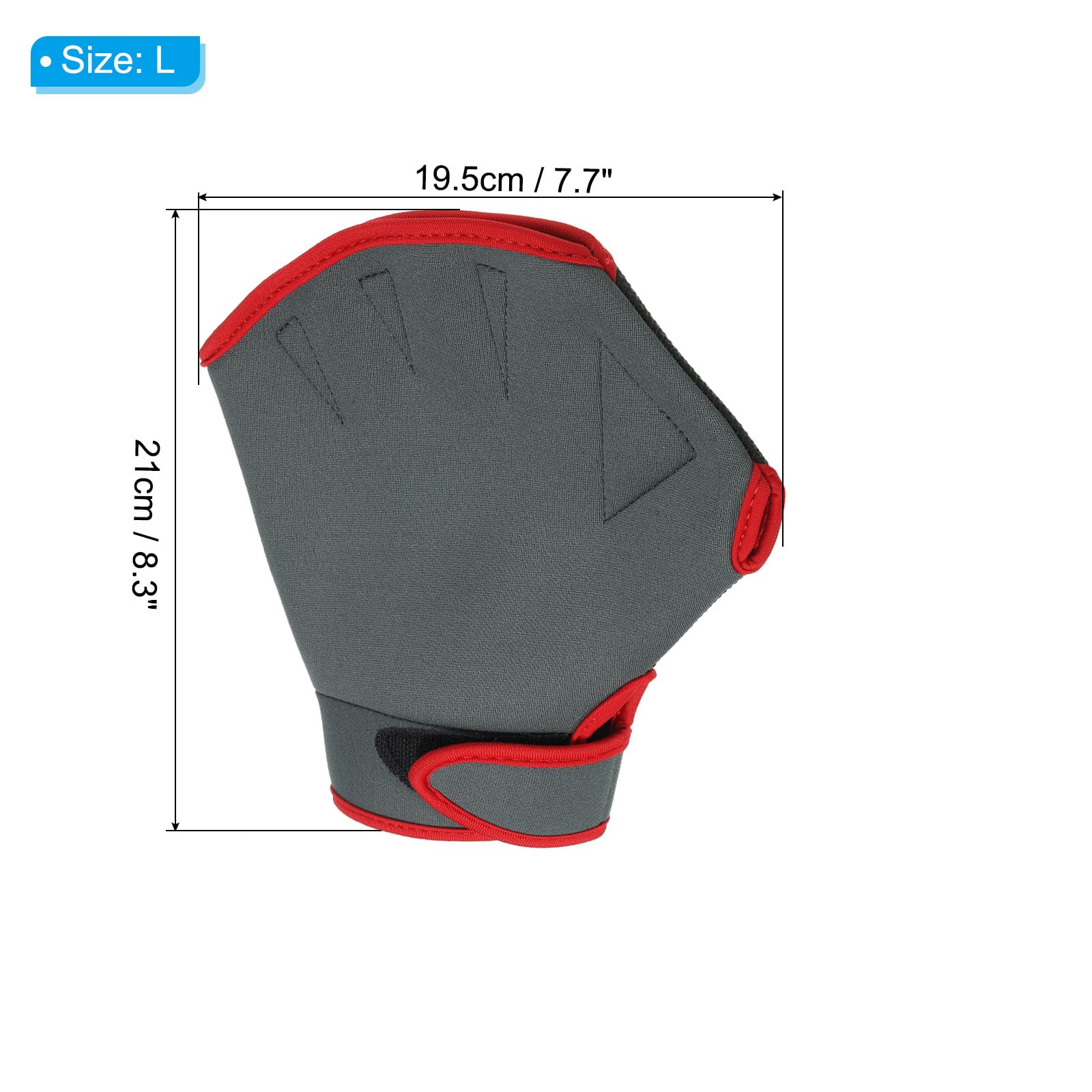 PATIKIL Webbed Swim Gloves, Unisex Swimming Resistance Training Gloves Webbed Paddle Aquatic Gloves for Swimming and Diving, Grey, L