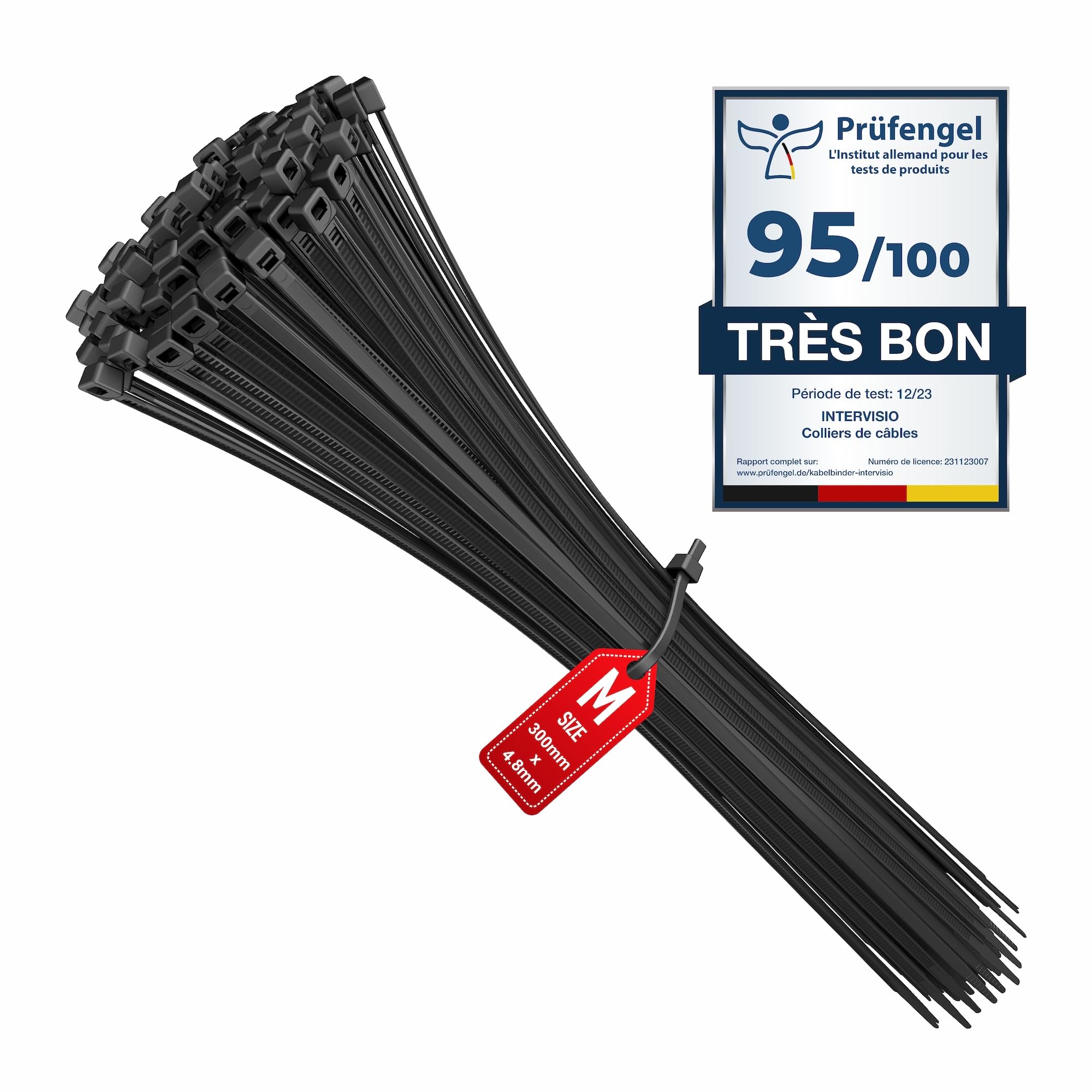 EDO - Lot De 100 Colliers De Serrage Autobloquants 4,8x500 Mm Noir - Nylon PA66, Résistance 22 Kg, Pour Câbles Et Rangement