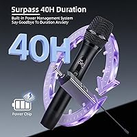Vista 9 de Micrófonos inalámbricos para cantar karaoke, sistema de micrófono inalámbrico dual de metal de largo alcance de 500 pies/492.1 ft con 99 canales