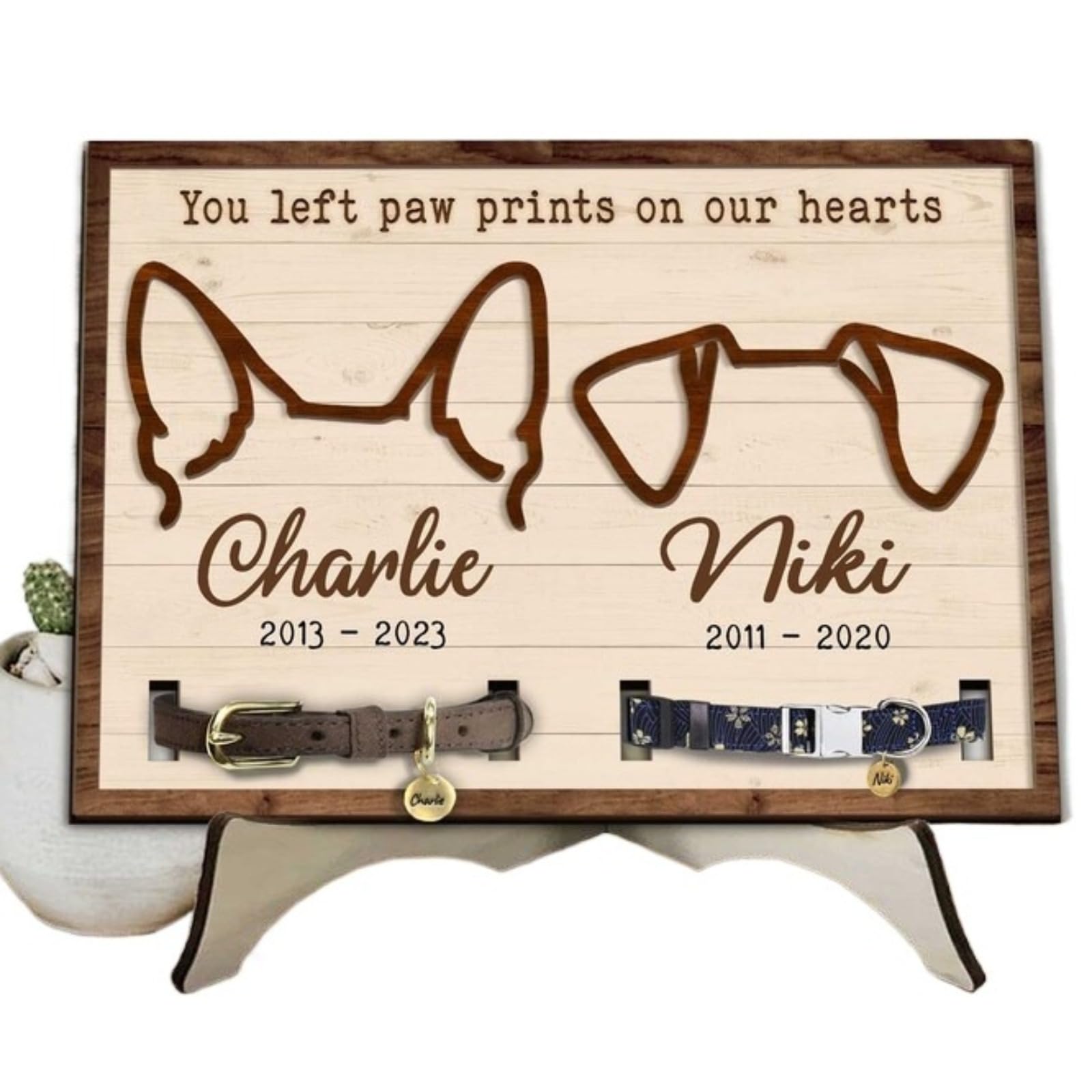 Marco conmemorativo para mascota personalizado con orejas de perro de 25x30 cm